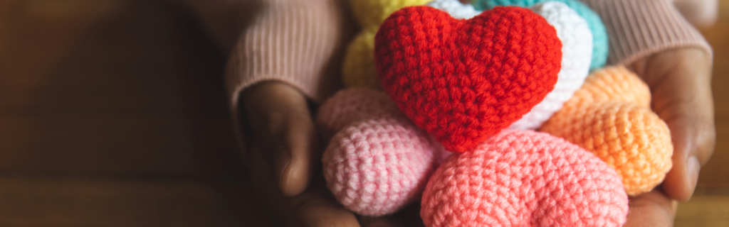 multiple crochet hearts
